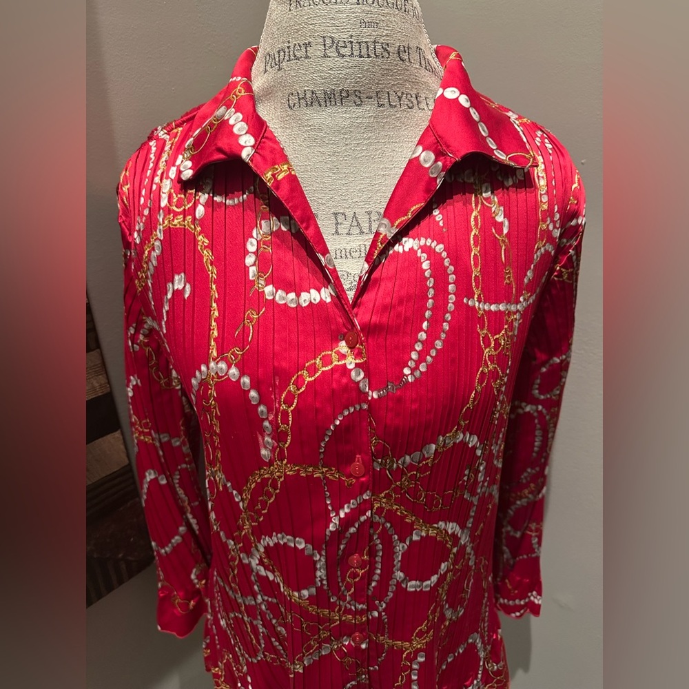 Jaclyn Smith Equestrian Pleated Blouse - STUNNING! - Picture 3 of 14